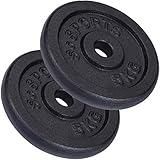 ScSPORTS® 10 kg Hantelscheiben Set 2 x 5 kg, Gusseisen Gewichtscheiben 30/31 mm Bohrung, Gewichte durch Intertek geprüft + bestanden¹