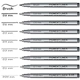 Schwarz Fineliner Stifte, ANYUKE 9 Pigment Fineliner Set, Pinsel & Kalligraphie Artist Tuschestift Multiliner Stift zum Skizzieren, Künstler Illustration, Comics Zeichnung, Wasserdicht Sketch Pens