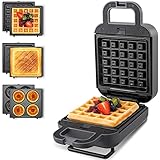 Waffeleisen Sandwichmaker Belgische Waffel Mini, 3 In1 Donut Maker, Kontaktgrill, Sandwichtoaster, Elektrischer, Panini, mit Antihaftbeschichtung Spülmaschinengeeignete Platzsparendes, 600w Grau BEZIA