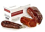 Serrano Schinken Gereift ohne Knochen 1 Kg + Lomo (Lende) Duroc Natural 250 gr + Salchichón Serrano Dauerwurst Extra 200 gr - Spanischer Schinken Jamonprive