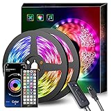 LED Strip 20M (2x10m),Bluetooth LED Streifen 20m RGB LED Lichterkette Streifen Licht mit Fernbedienung und App,16 Mio. Farben, RGB LED Strip Beleuchtung Leiste Band für Schrankdeko, Zuhause