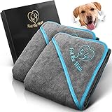 FeelTheWau |2er Set| Hundehandtuch extra saugfähig - Hundehandtuch für große Hunde und kleine Hunde - Hunde Handtuch grau türkis 130x75cm - tolles Geschenk für Hundebesitzer