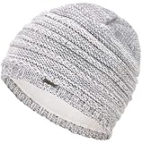 Faera Wintermütze warm gefütterte Winter-Mütze Fleece-Futter Winter Strick-Mütze Beanie-Mütze Damen Herren One-Size, Farbe:Warm Grau