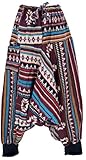 GURU SHOP Flauschige Paisley Haremshose, Pluderhose, Pumphose, Aladinhose, Damen, Bordeauxrot/Inka, Synthetisch, Size:40, Pluderhosen & Aladinhosen Alternative Bekleidung