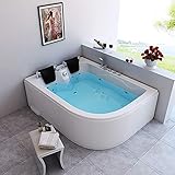 HOME DELUXE - Whirlpool - BLUE OCEAN XL Rechts, Weiß, Maße: 180 x 120 x 65 cm - inkl. Nackenkissen, Armaturen und Whirlpoolpumpe I Whirlpool für 2 Personen, Indoor Jacuzzi, Eckbadewanne