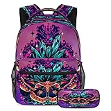 Butterfly Travel Laptap Tasche, Kinder Rucksack Büchertasche mit Federmäppchen, Schüler Schule Rucksack Set, schmetterling, One size