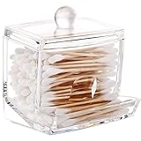 Luxspire Acrylic Q-Tip cottonswab Storage Dispenser, Clear Cotton Ball Swab Holder Cotton Bud Storage Box, Cosmetics Makeup Storage Holder Box Organizer Container with Lid