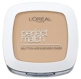 L'Oréal Paris Puder Make up, Mattierendes Kompaktpuder mit LSF 8, Inkl. Spiegel und Schwamm, Perfect Match Puder, Nr. 5.D/5.W Golden Sand, 9 g