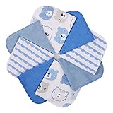 Momcozy Baby Waschlappen, 8 Stück Baby Handtücher Set, Weiche Baby Gesichtstücher, Spucktücher Baby, Baumwolle Mulltücher Baby, Baby Badetuch für Babys, Mädchen, Jungen, 25 X 25 cm, Blau