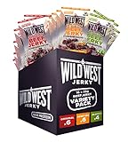 Wild West Beef Jerky Mix Box 25g - 16er Pack (16 x 25 g) Trockenfleisch vom Rind - Getrocknetes High Protein Dörrfleisch | beinhaltet 3 Sorten ORIGINAL, HONEY BBQ, JALAPENO