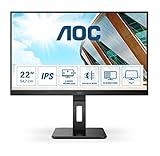 AOC 22P2DU - 22 Zoll FHD Monitor, höhenverstellbar (1920x1080, 75 Hz, VGA, DVI, HDMI, USB Hub) schwarz