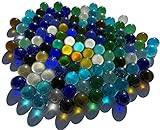 FAIRY TAIL & GLITZER FEE 100 Stück Bunte Glasmurmeln Murmeln 16mm Glas-Steine Murmel Vasen-Füllungen Blaue goldene rote grüne Murmeln Glitzersteine Dekoschalen Murmelspiel Glas