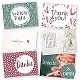 Erik Anderson 25 er Set Dankeskarten hochwertig - Blanko Karte zum Danke sagen - Postkarte ideal als Danksagungskarten für Abschied der Kollegen, Kommunion, Konfirmation oder, Bunt