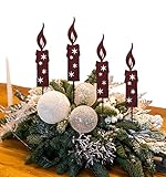 4 Stück Gartenstecker Kerze 21cm / Roststecker Weihnachten Advent wetterfest Gartendeko Outdoor