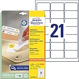 AVERY Zweckform L6023REV-25 Universal Etiketten (525 plus 105 Klebeetiketten extra, 63,5x38,1mm auf A4, wieder rückstandsfrei ablösbar/abziehbar, bedruckbar, selbstklebende Aufkleber) 30 Blatt, weiß