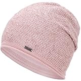 Faera Wintermütze warm gefütterte Winter-Mütze Fleece-Futter Winter Strick-Mütze Beanie-Mütze Damen Herren One-Size, Farbe:Rose