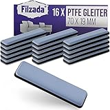 Filzada® 16x Teflongleiter Selbstklebend - 70 x 19 mm (eckig) - Profi Möbelgleiter/Teppichgleiter PTFE (Teflon)