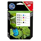 GREENSKY 912 XL Druckerpatronen Set Kompatibel für HP 912XL Multipack für HP OfficeJet Pro 8022 Patronen 8024 8025 8030 für HP OfficeJet 8012 Patronen 8014 8010 8015 (Schwarz, Cyan, Magenta, Gelb)