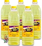 5er Pack 100% Erdnuss-Öl [5x 1000ml] Erdnussöl ~ Peanut Oil ~ Wok Öl + ein kleines Glückspüppchen - Holzpüppchen