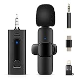 Mikrofon Handy Bluetooth 5.3 für iPhone Android - Multifunktion Wireless Lavalier Microphone Ansteckmikrofon Kabellos mit Clip für Externes Aufnahme Vlog YouTube Live Stream TikTok Videoaufzeichnung