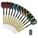 Qsvbeeqj Dartpfeile, 12 Stück, 14 g, professionelles sicheres Dart-Set, Stahlspitze, Eisenfässer mit Schaft und PET-Flight