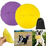 Hundefrisbee Scheibe Hund 2 Stück Soft Rubber Disc, 18cm Hunde-Frisbee Hunde Scheiben, Langlebiges Training Hundespielzeug, Interaktive Outdoor-Spielzeug für Große Hunde (L, Lila+Gelb)