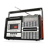 Ricatech PR85-80er Jahre Kassettenrekorder und -rekorder, AM/FM/SW-Radio, USB, SD-Kartensteckplatz, integriertes Mikrofon, Auto Stopp,Leicht, mobil,1x8 Watt eingebaute Lautsprecher,Kopfhöreranschluss