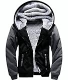 igeekwell Kapuzenpullover herren, Langarm Reißverschluss Fleece Kapuzenjacke,Herren Winterjacke Sweatjacke zum Wandern Laufen Outdoor-Sportarten (1712 Schwarz-L)