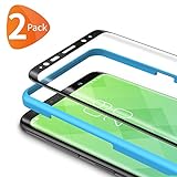 Bewahly Schutzfolie für Samsung Galaxy S8 [2 Stück], Ultra Dünn Panzerfolie HD Displayschutzfolie 9H Härte Glas Folie Curved Full Screen mit Positionierhilfe für Samsung Galaxy S8 - Schwarz