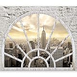 murando Fototapete Fenster nach New York 350x256 cm Vlies Tapeten Wandtapete XXL Moderne Wanddeko Design Wand Dekoration Wohnzimmer Schlafzimmer Büro Flur City Stady New York Fenster d-A-0043-a-b