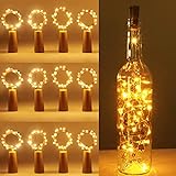 (12 Stück) Flaschenlicht Batterie, kolpop 2m 20 LED Glas Korken Licht Kupferdraht Lichterkette für flasche für Party, Garten, Weihnachten, Halloween, Hochzeit, außen/innen Beleuchtung Deko (Warmweiß)