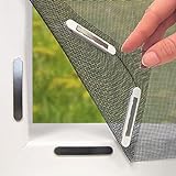 Hoberg 07660 Fenster-Fliegengitter mit innovativer Magnetbefestigung | Bis zu 150 x 130 cm individuell zuschneidbar, kein Bohren oder Schrauben, 16 Magnet-Clips, schwarz