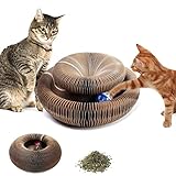 Ruiruao Magic Organ Cat Scratching Board, Katzen Kratzbrett mit Spielzeug Glocke Ball, Magisches Faltbares Kratzpappe, Wellpappenpapier Interaktives Kratzspielzeug für Katzen