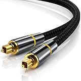 CSL - 2,0m HQ Platinum Toslink optisch digital Kabel S PDIF Audio Kabel - Aluminium Stecker vergoldete Kontakte Nylonummantelt - LWL Lichtwellenleiter - 2,0 Meter