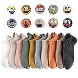 Cheypiwa Socken Herren Damen 10 Paare Unisex Kurz Baumwolle Sneaker Socken Niedlich Karikatur Bestickte Lustige Socken Damen Bunte Knöchel Socks