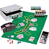 GAMES PLANET Ultimate Pokerset Deluxe, 300er BZW. 600er Edition, 12 Gramm METALLKERN Laserchips, Poker Decks, Alu Pokerkoffer, Kartenmischer, Kartengeber, Würfel, Dealer Button, Pokerchips, Jetons