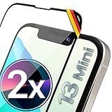 UTECTION 2X Full Screen Schutzglas 3D für iPhone 13 Mini (5.4') - Perfekte Anbringung Dank Rahmen - Premium Displayschutz 9H Glas - Kompletter Schutz Vorne - Folie Schutzfolie Vollglas - 2 Stück