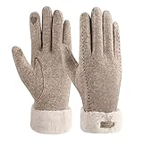 ZASFOU Damen Winter Touchscreen Handschuhe mit Thermo Fleecefutter, Warme und Dick Wolle