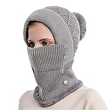 Wintermütze Damen Wolle Thermo Merino Beanie Bommelmütze Schirmmütze Gestrickte Fahrradmütze Weich Bequem Mütze Klassische Street Style Strickmütze Wollmütze Outdoormütze Leichte Thermomütze