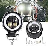 2 Stück 3” Motorrad Scheinwerfer 40W LED-Nebelscheinwerfer Angel Eyes Lichter Zusatzscheinwerfer, 8000LM Wasserdicht Motorrad Fahrlichter mit Verstellbare Montagehalterungen