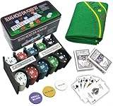 ISO TRADE Texas Holdem Poker Set 200 Chips Black Jack Kartenspiel Pokerkartenspiel 600