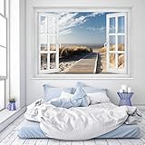 murimage Fototapete Strand Fenster 183 x 127 cm inklusive Kleister Fenster Ausblick Meer Strand Dünen Ozean Ocean Way Tapete