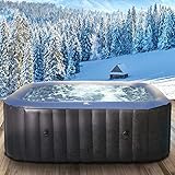 Whirlpool aufblasbar BRAST MSpa Tekapo für 6 Personen 185x185cm In-Outdoor Pool 132 Massagedüsen Timer Heizung Aufblasfunktion per Knopfdruck TÜV geprüft Bubble Spa Wellness Massage