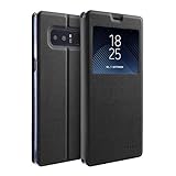 doupi FlipCase für Samsung Galaxy Note 8, Deluxe Schutzhülle mit Sichtfenster Magnet Verschluss Klappbar Book Style Aufstellbar Ständer, schwarz