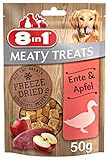 8in1 Meaty Treats, gefriergetrocknete Hunde Leckerlis mit Ente & Apfel, getreidefrei und ohne Zucker, 50 g Beutel