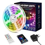 Led Strip 10m, Beaeet Led Streifen mit Fernbedienung und App, Led Kette Band Musik Sync Led Strip 10m Selbstklebend Beleuchtung Leds für Zimmer Küche, Party