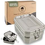 homeAct Premium Brotdose Edelstahl 3 in 1 auslaufsicher | 1800ml Lunchbox aus Metall mit GRATIS Ersatzdichtung | klimaneutral | Edelstahl Bento Box Brotbüchse | Vesperdose für Schule & Arbeit