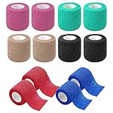 12 Rollen selbstklebender verband,Haftbandage Verband,elastische & selbsthaftende Bandage,Cohesive Bandage,Geeignet für Stretch-Sportler, Sport, Handgelenk(6 Farben 5cm * 4,5m)