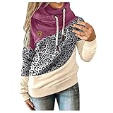 Generisch Damen Hoodie Farbblock Kapuzenjacke Kordelzug Kapuzenpullover Langarm Sweatjacke Übergröße Kontrastfarbe Pulli Winterjacke Batik Pullover Weihnachtsdruck Kapuzenpulli Sweatshirt