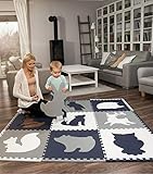 Hakuna Matte große Puzzlematte für Babys 1,8x1,8m – 9 XXL-Schaumstoffmatten 60x60cm mit Tieren – 20% dickere Spielmatte in einer recycelbaren Verpackung – schadstofffreie, geruchlose Baby Krabbelmatte